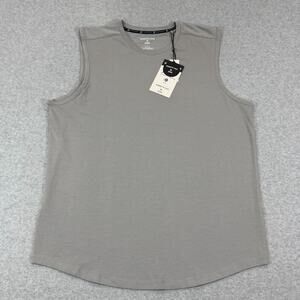 Kenneth Cole Active Mens Tech Muscle Tank Top Large Limestone Gray Curved Hem